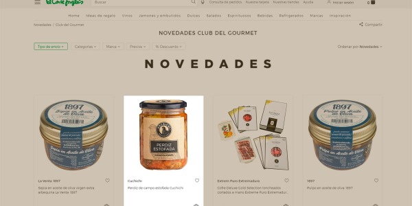 Nuestro estofado de perdiz entra como novedad en el Club Gourmet de El Corte Inglés